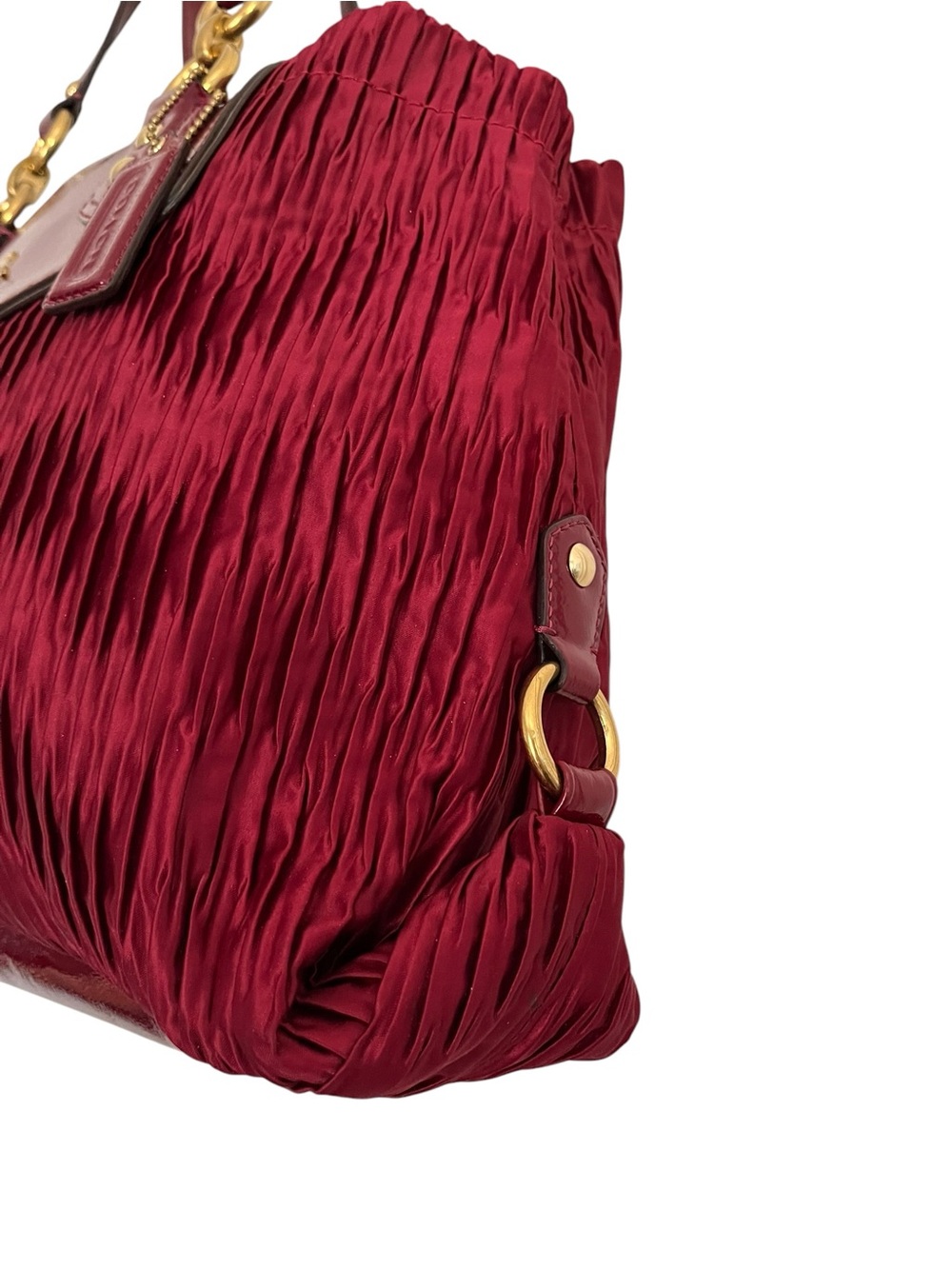 Coach F20050 Ashley Gathered Satin Carryall Satchel Bordeaux NWOT - Picture 5 of 15